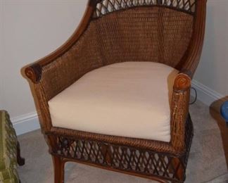 Pier One Wicker chair w/white cushion