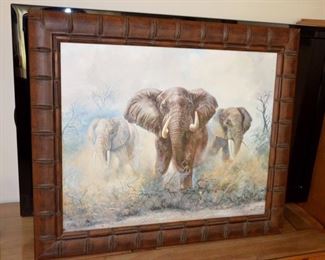 framed canvas print of elephants 