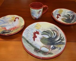 Certified International Susan Wingets Rooster 32 piece (service for 8) dinnerware: dinner plates, bowls, small plate, coffee cups
