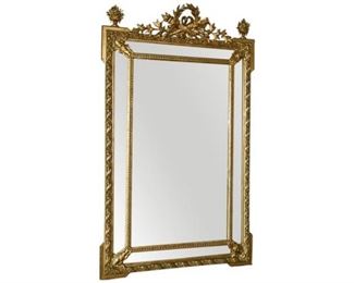 44. Antique Louis XVI Style Cushion Giltwood Mirror
