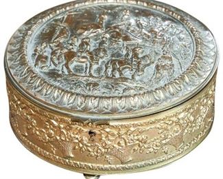 98. Antique French Repoussed Brass Box