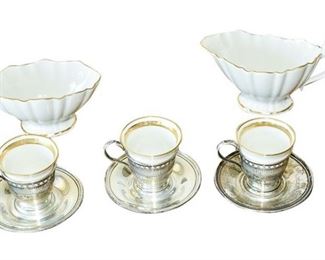 121. WALLACE Sterling Cup Holders with LENOX Insets