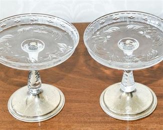 122. Pair of Cut Crystal Sterling Serving Compotes