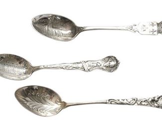 140. Lot of Three 3 Sterling Silver Souvenir Spoons