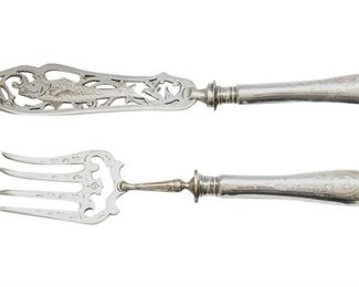 141. Antique Silver Plate Fish Servers