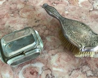 162. Antique Womens Sterling Hairbrush wVanity Box