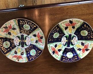 177. Pair Antique Porcelain Plates wHand Decoration