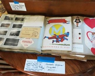 Fantastic historical scrapbook compiled by Mabel Fox from 1921 to 1924 including Michigan Football programs, many post cards, photos, many misc. paper collectibles all in one great collection!