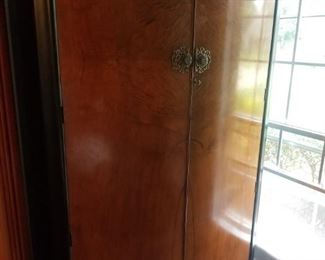 Antique Armoire/ wardrobe with hand painted sides and trim