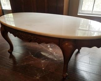 Antique coffee table with beautiful marble top