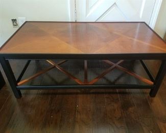 Mid Century Modern. Restored/ hand painted black trim coffee table. Beautiful piece.
