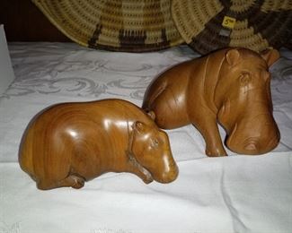 African, hand carved hippos