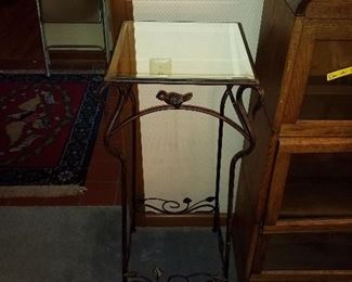 Glass top metal table