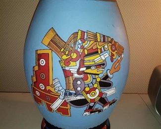 Hand painted large vase, signed
