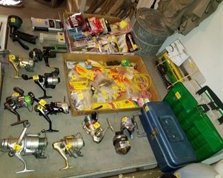Reels, tackle boxes, lures and more