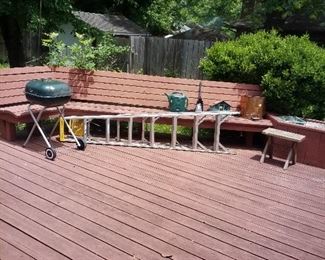 Ladder, bbq planter boxes, metal bucket and more