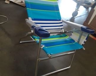Rio Beach 17  Extended Hei Blue/white/green Stripe Chair