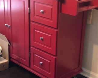 Wooden red side table/server