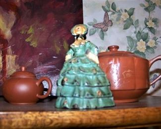Heavy iron lady door stop, OLD