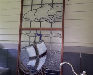Antique Leaded Glass Window- some damage