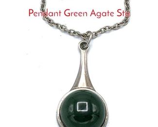 Lot 33 Georg Jensen 156 Necklace Pendant Green Agate Sto