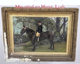 Lot 235 Vintage Oil Painting Rider Mounted on Horse. Lush