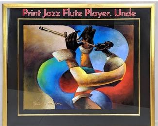 Lot 236 Large MAURICE EVANS Print Jazz Flute Player. Unde