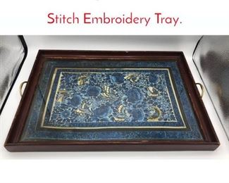 Lot 244 Vintage Chinese Forbidden Stitch Embroidery Tray.