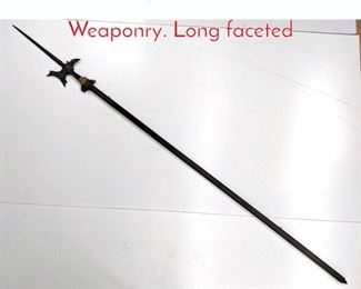 Lot 250 Vintage Wood  Iron Lance Weaponry. Long faceted 