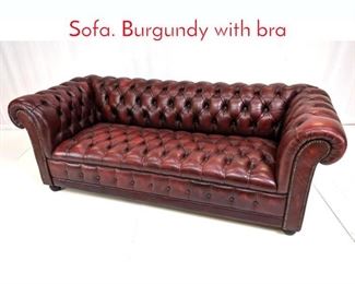Lot 291 Chesterfield Tufted Couch Sofa. Burgundy with bra
