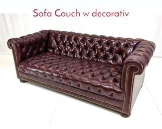 Lot 292 Dark Burgundy Chesterfield Sofa Couch w decorativ