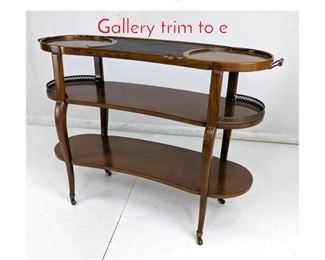 Lot 317 3 Tier Serving Cart on Casters. Gallery trim to e