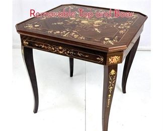 Lot 320 Inlaid Ornate Game Table w Removable Top and Boar