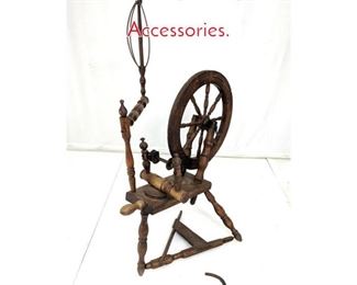 Lot 322 Antique Spinning Wheel and Accessories. 