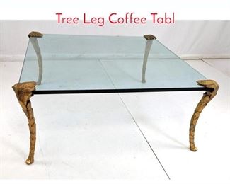 Lot 326 Decorator Brass  Glass Palm Tree Leg Coffee Tabl