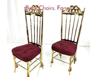 Lot 330 Pr Brass Chiavari Italian Tall Back Chairs. Fancy