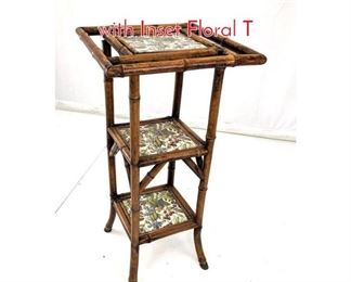 Lot 335 Victorian Bamboo 3 Tier Stand with Inset Floral T