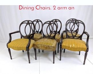 Lot 342 Set 6 Vintage Circle Back Dining Chairs. 2 arm an