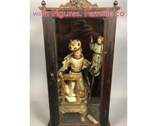 Lot 345 Antique Reliquary Cabinet with Figures. Female co