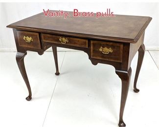 Lot 352 Queen Anne Banded Desk Vanity. Brass pulls.