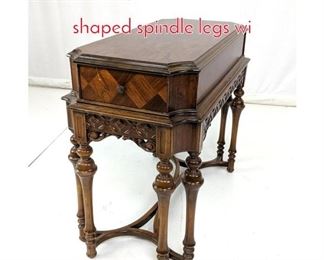 Lot 353 Fancy Carved Side Table. 8 shaped spindle legs wi