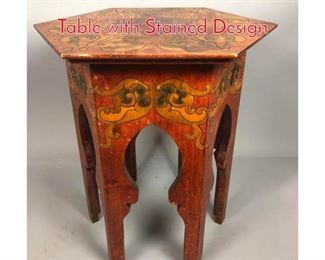 Lot 359 Hexagonal Moorish Style Table with Stained Design