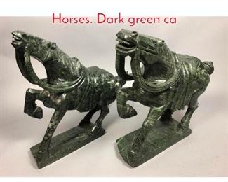 Lot 370 Pr Natural Stone Decorative Horses. Dark green ca