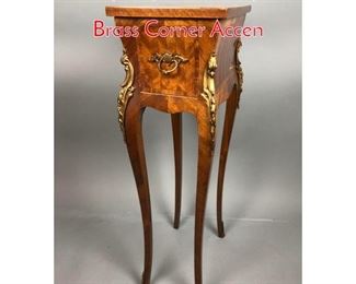 Lot 371 Parquetry French Style Stand w Brass Corner Accen