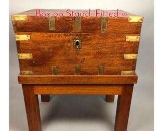 Lot 372 Brass Bound Campaign Style Box on Stand. Fitted w