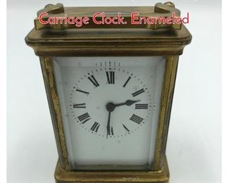 Lot 387 Brass  Crystal Vintage Carriage Clock. Enameled 