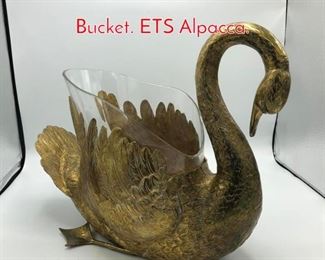 Lot 392 Gilt Metal Figural Swan Ice Bucket. ETS Alpacca. 