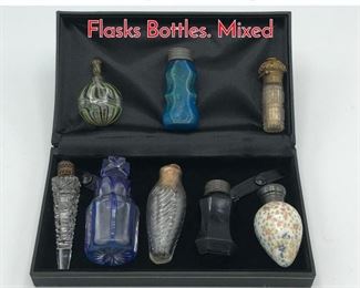 Lot 415 8 Antique  Vintage Perfume Flasks Bottles. Mixed