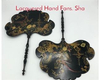 Lot 422 Pr Victorian Paper Mache Lacquered Hand Fans. Sha