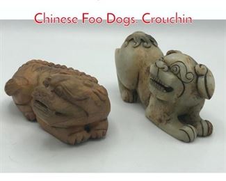 Lot 426 2 Figural Carved Stone Chinese Foo Dogs. Crouchin